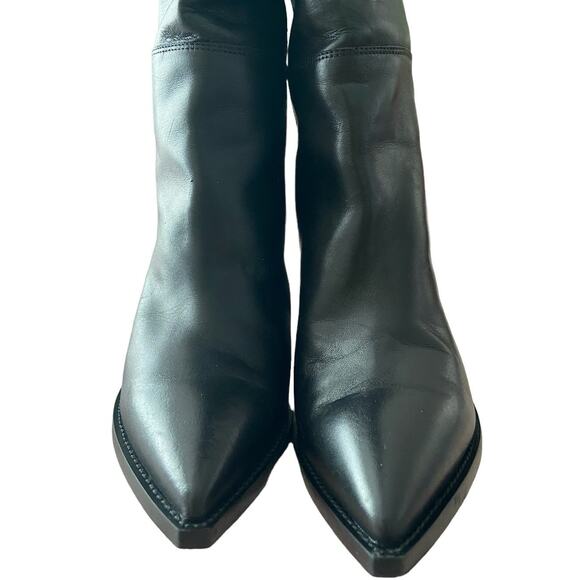 Allsaints Leather Reina Knee-High Boots Angled Block Heel Black Size 36 EU /US 6 - Picture 11 of 14